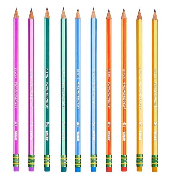 Ticonderoga Striped Wood Pencils, #2 Soft Lead, Pre-sharpened, Pack Of 10 - Picture 7 of 10